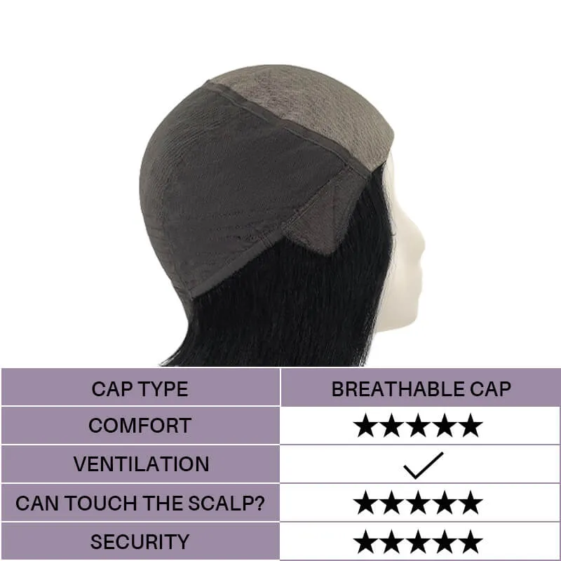 10 Inch Realistic Look Silk Top Straight Bob Wig with Bangs - 4 colors