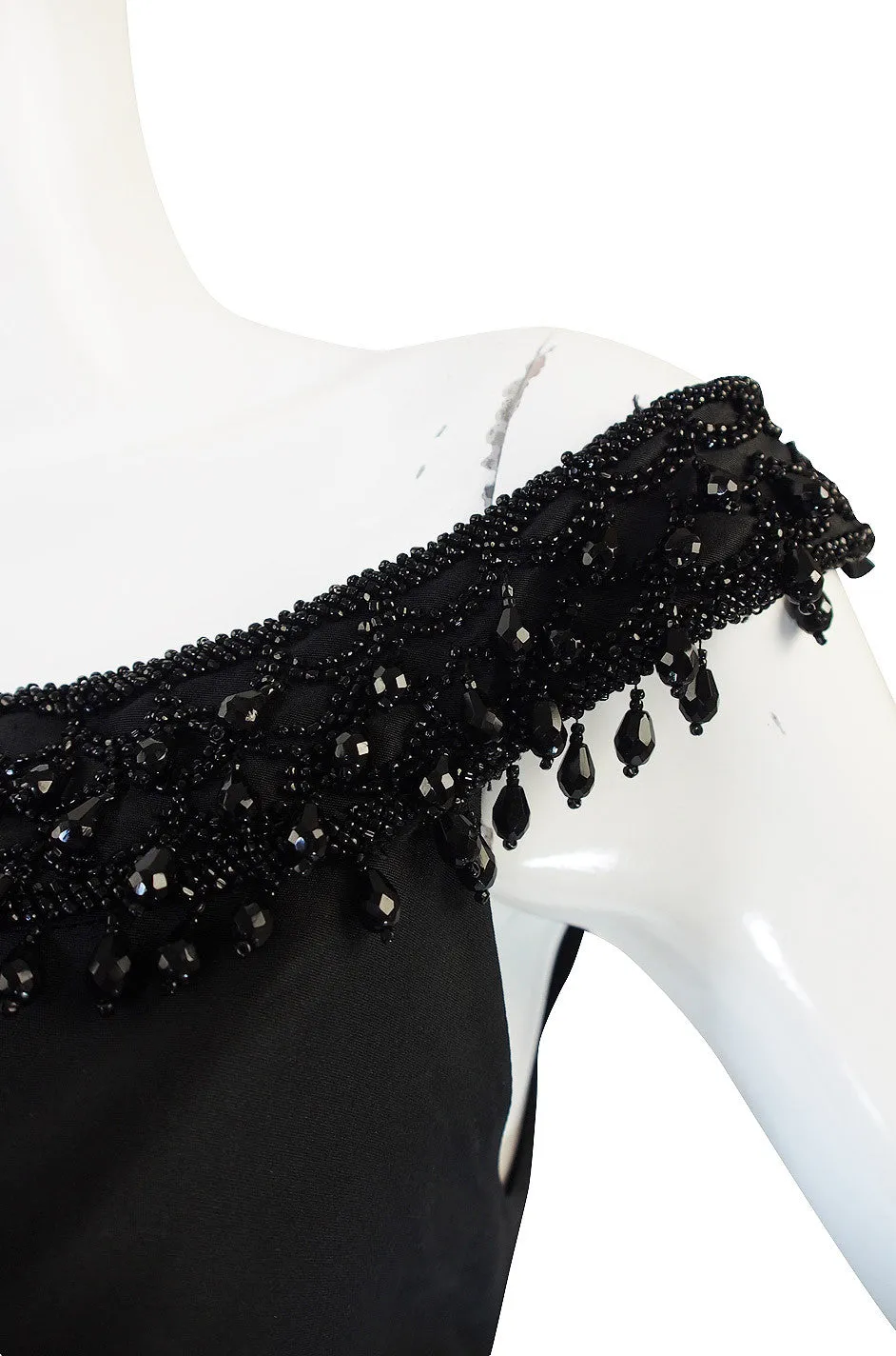 1960s Stanley Korshak Black Silk Beaded Gown