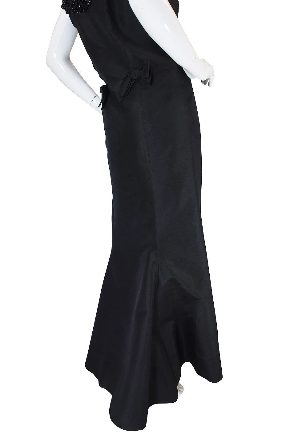 1960s Stanley Korshak Black Silk Beaded Gown