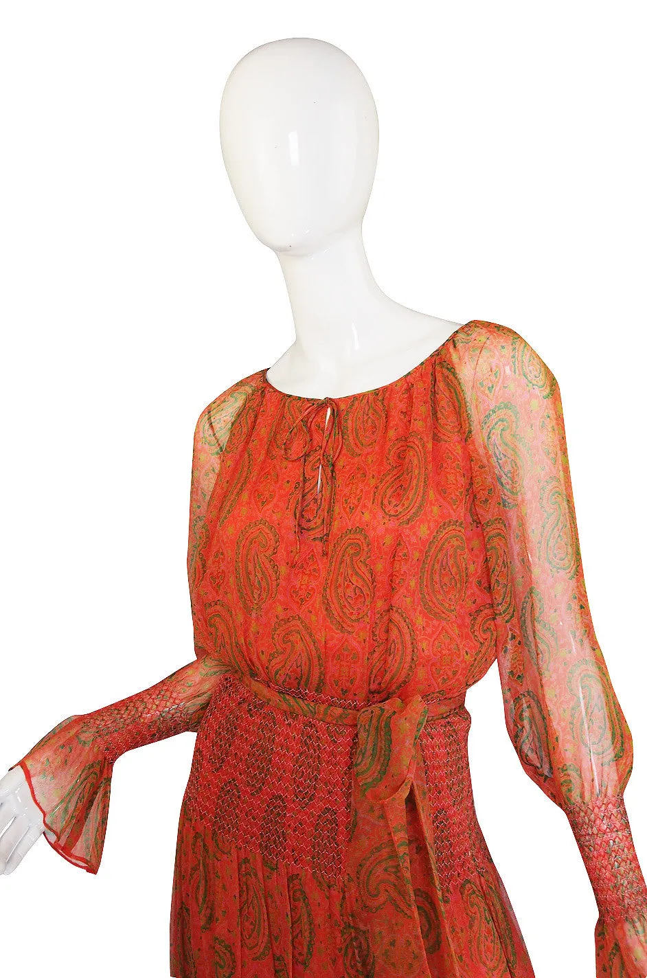 1970s Floating Silk Chiffon Treacy Lowe Dress