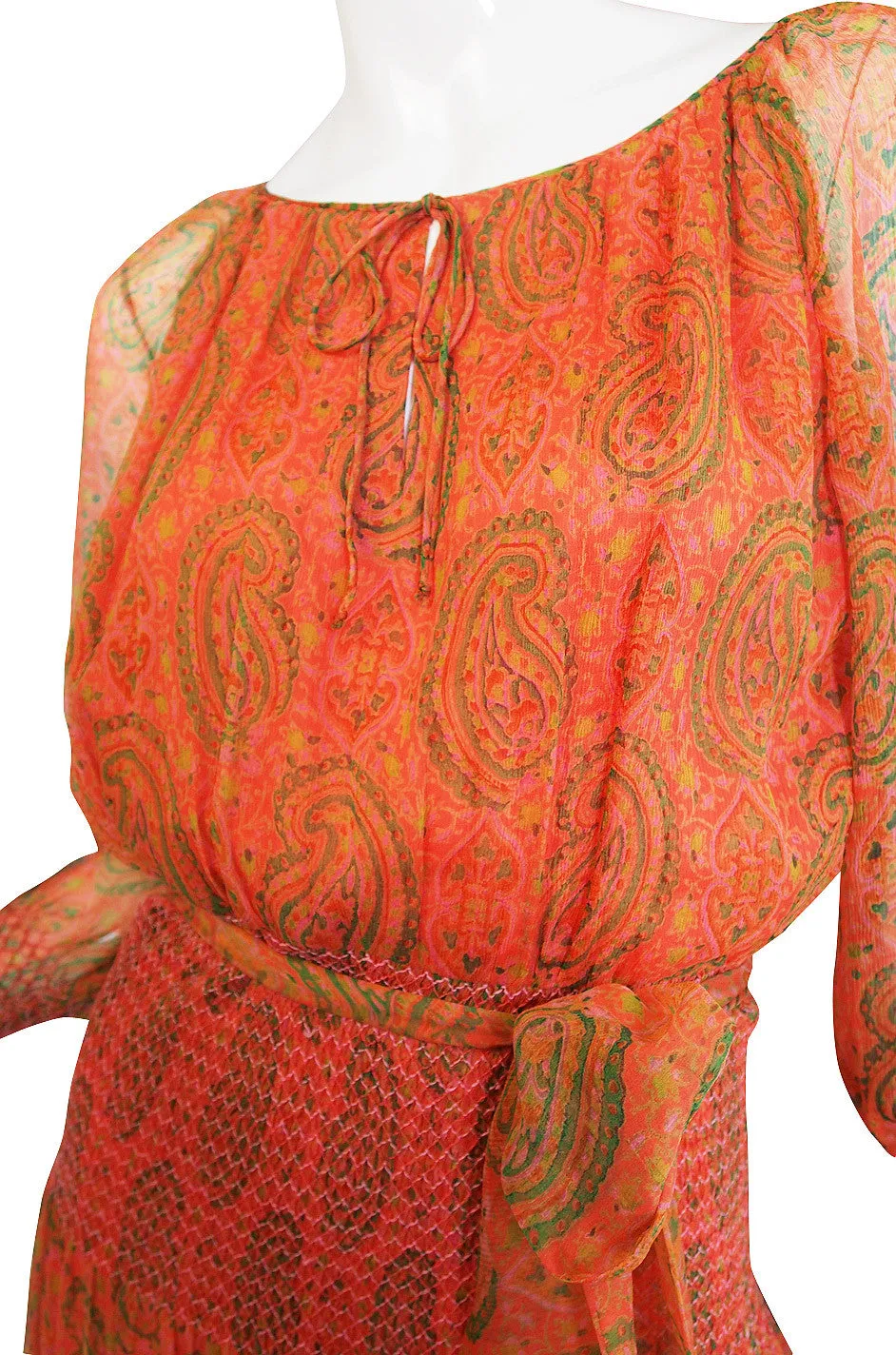 1970s Floating Silk Chiffon Treacy Lowe Dress