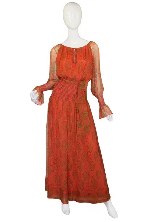 1970s Floating Silk Chiffon Treacy Lowe Dress