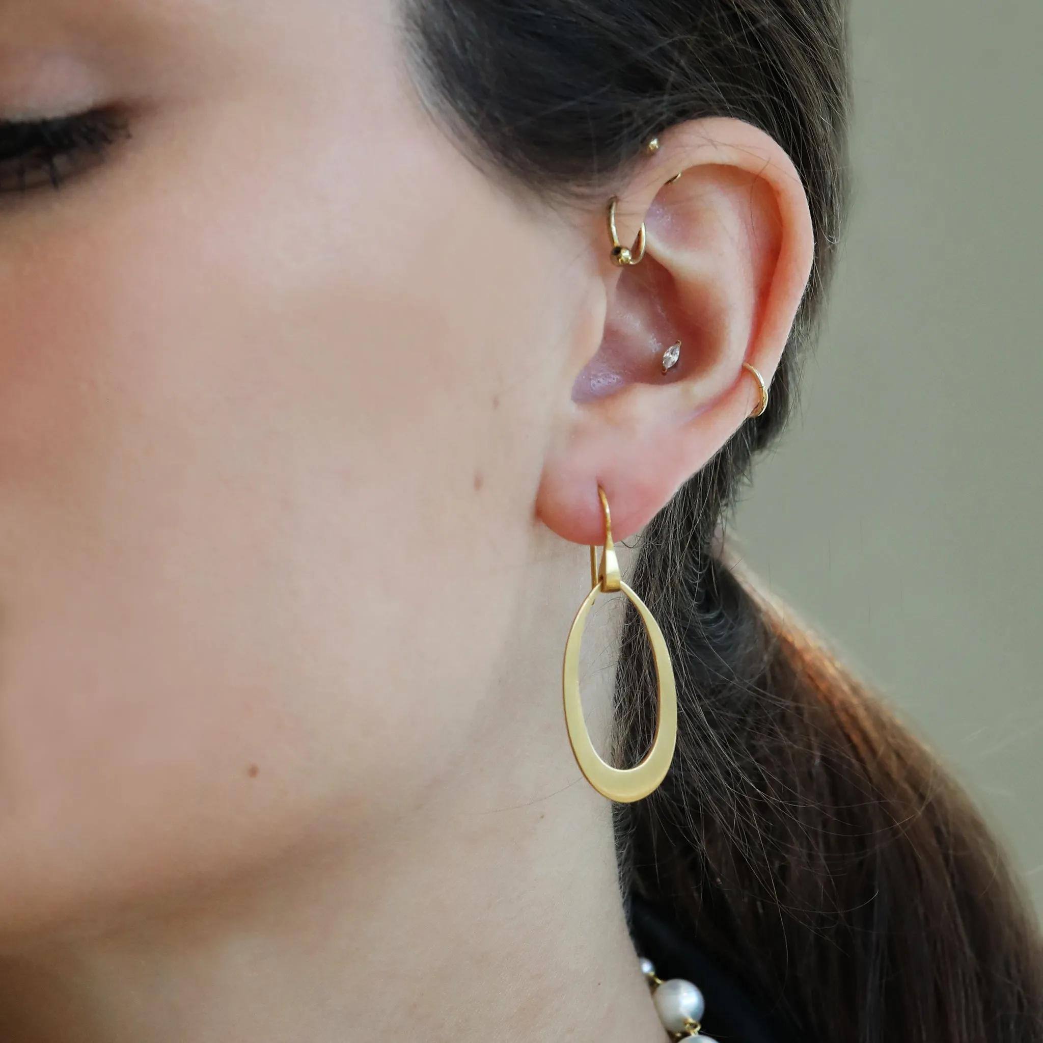 20K Gold Oblong "Doorknocker" Earrings