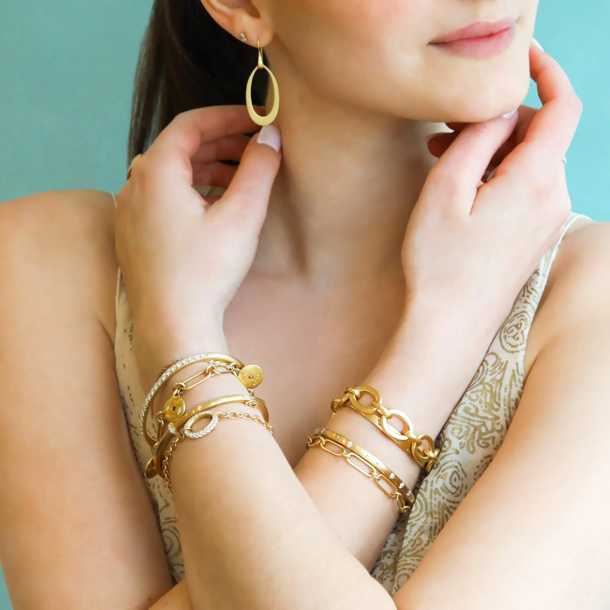 20K Gold Oblong "Doorknocker" Earrings