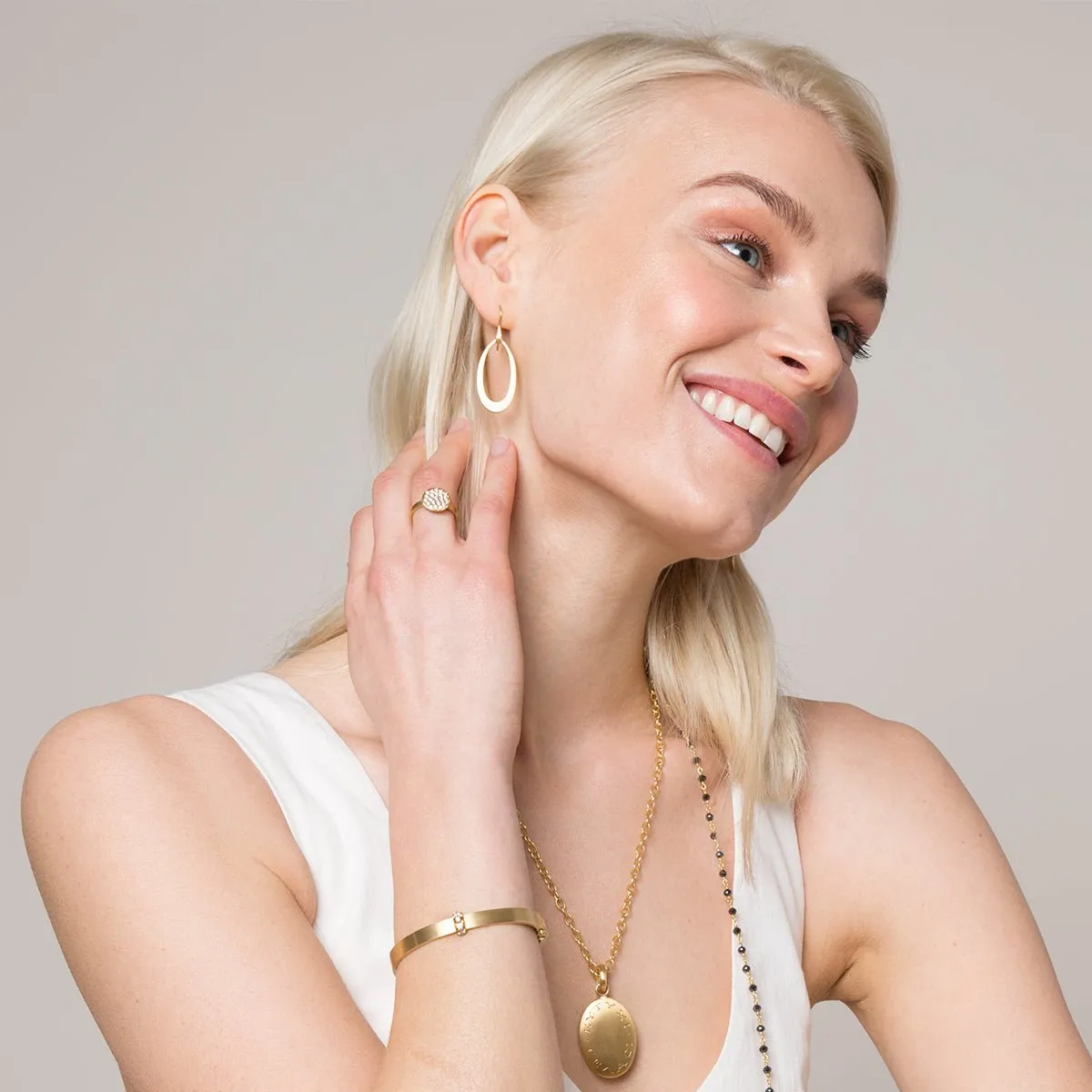 20K Gold Oblong "Doorknocker" Earrings