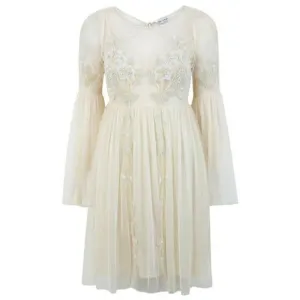 3 FOR $50! 🎁 Miss Selfridge White Mini Dress Bell Sleeve Chiffon Beaded …