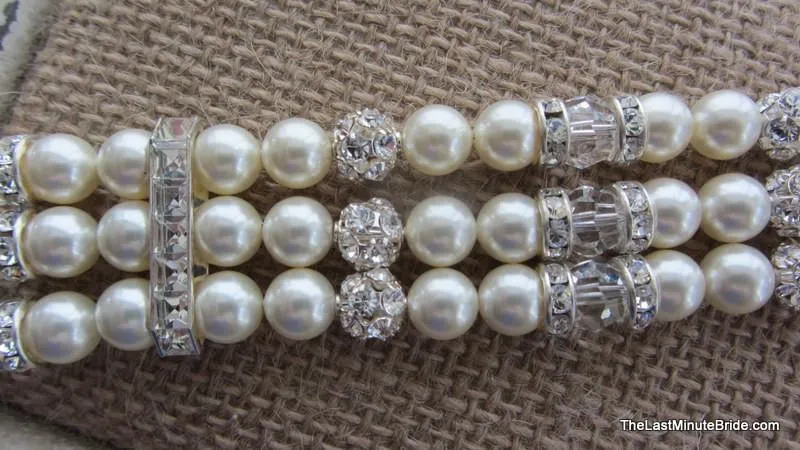 3 Strand Swarovski Crystal and Pearl Bracelet