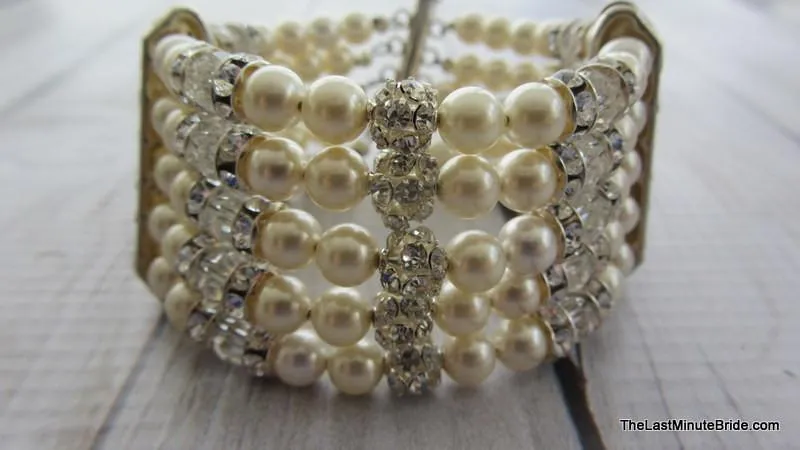 5 Strand Swarovski Crystal & Pearl Bracelet