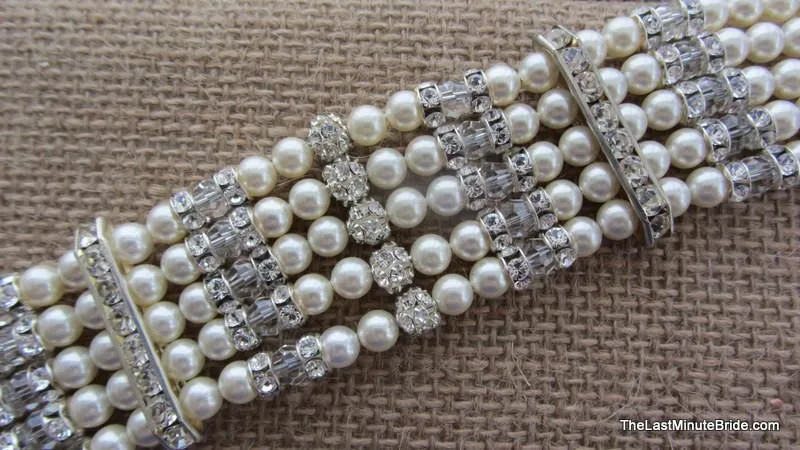 5 Strand Swarovski Crystal & Pearl Bracelet