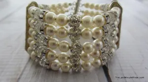 5 Strand Swarovski Crystal & Pearl Bracelet