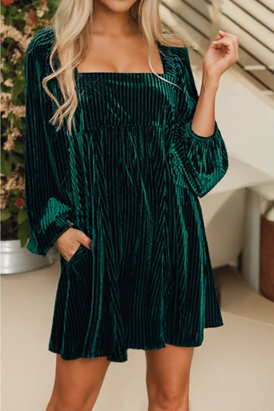 50% Off - All I Want For Christmas Is You Green Velvet Dress