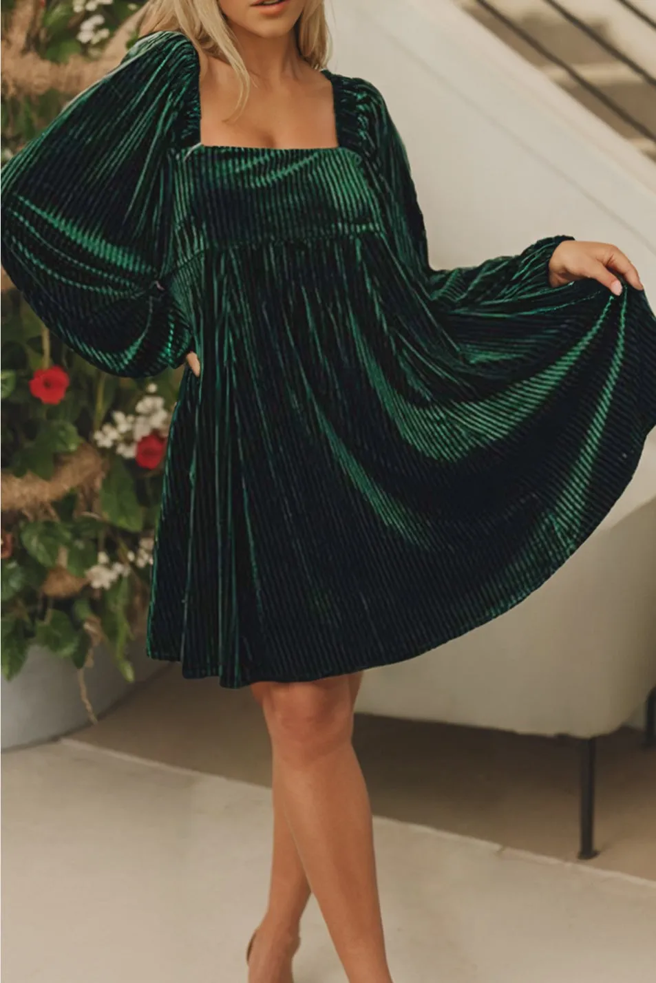 50% Off - All I Want For Christmas Is You Green Velvet Dress