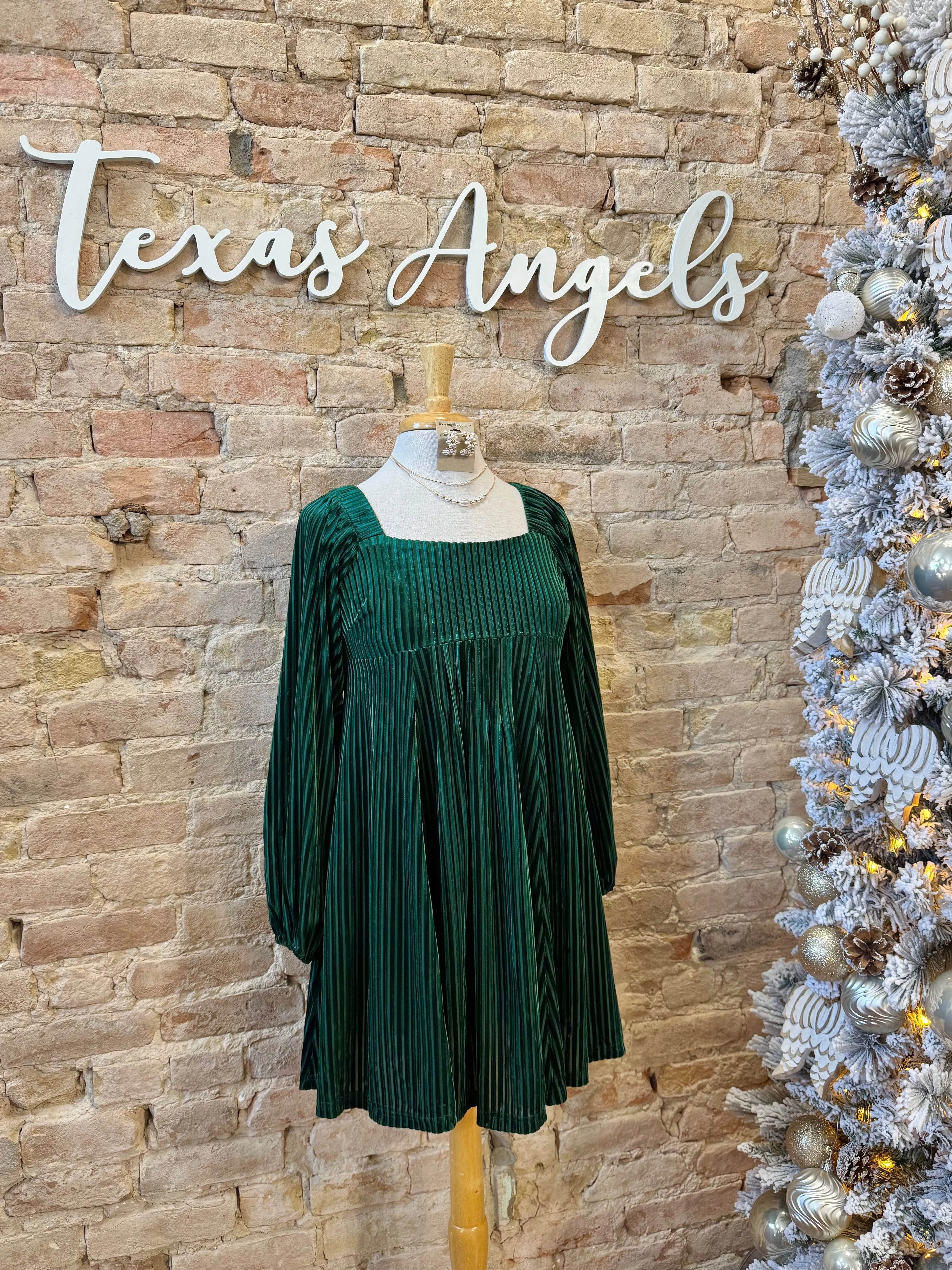 50% Off - All I Want For Christmas Is You Green Velvet Dress