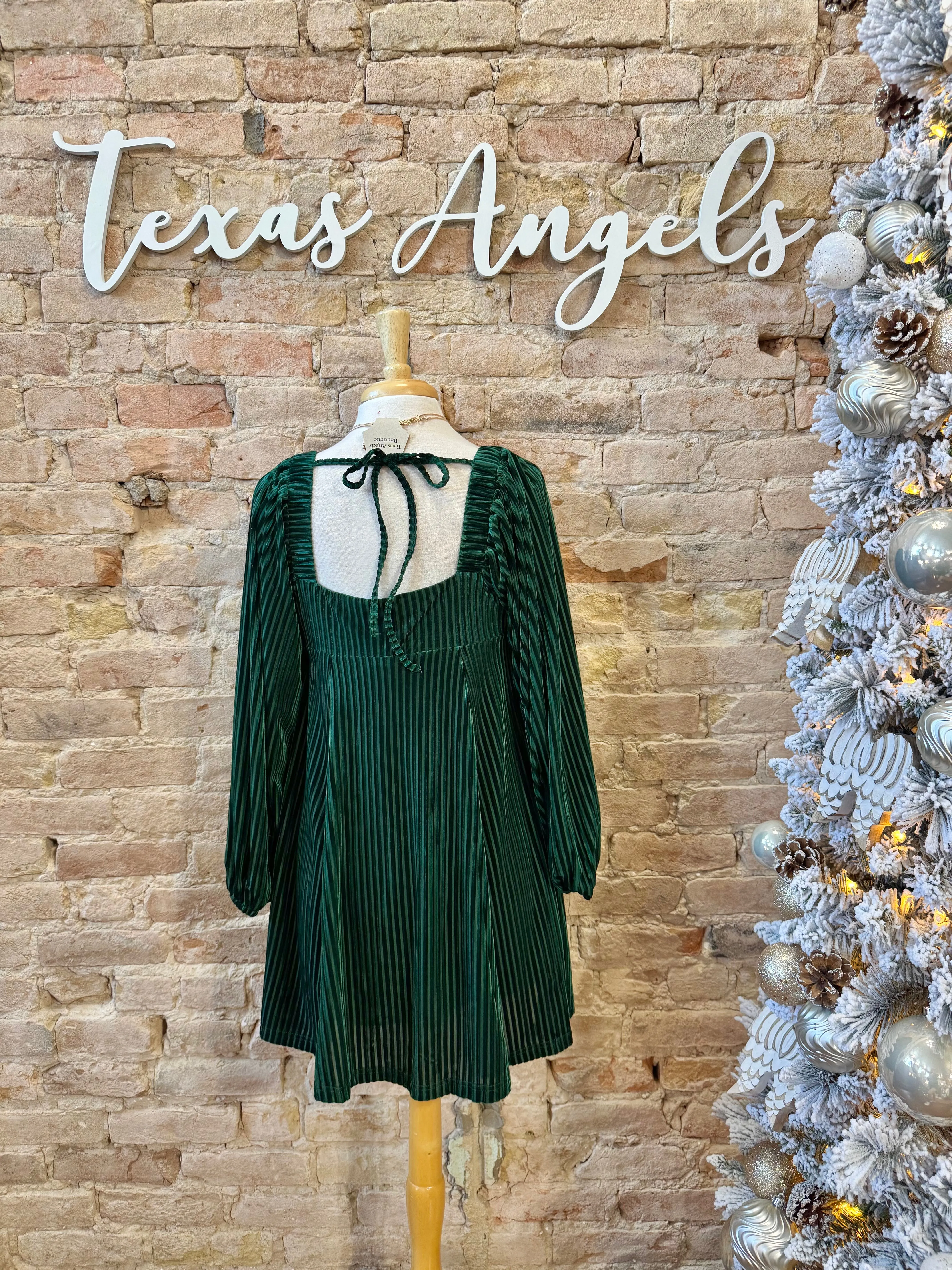 50% Off - All I Want For Christmas Is You Green Velvet Dress