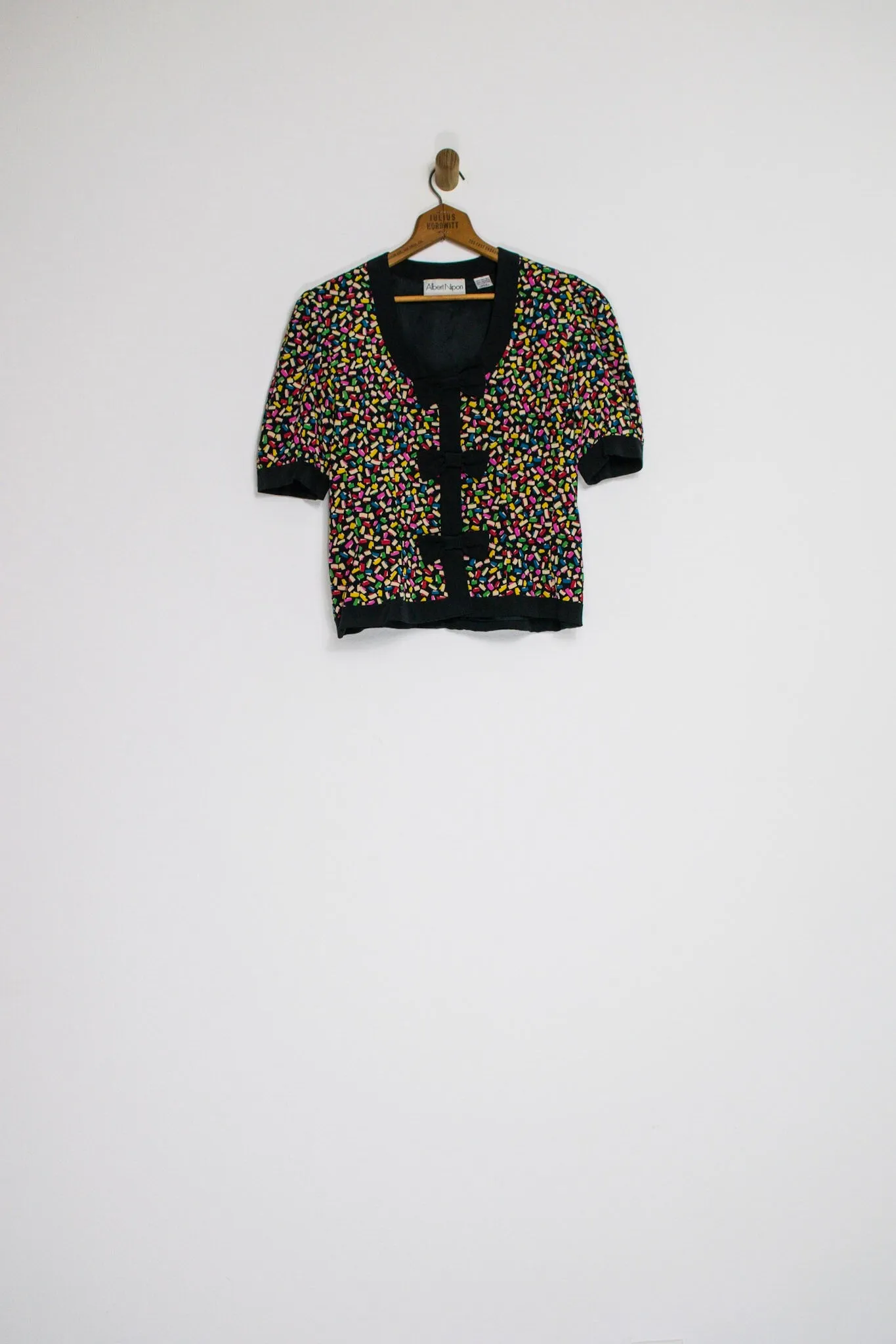 80’s ALBERT NIPON CONFETTI AND BOW SILK SET / SMALL
