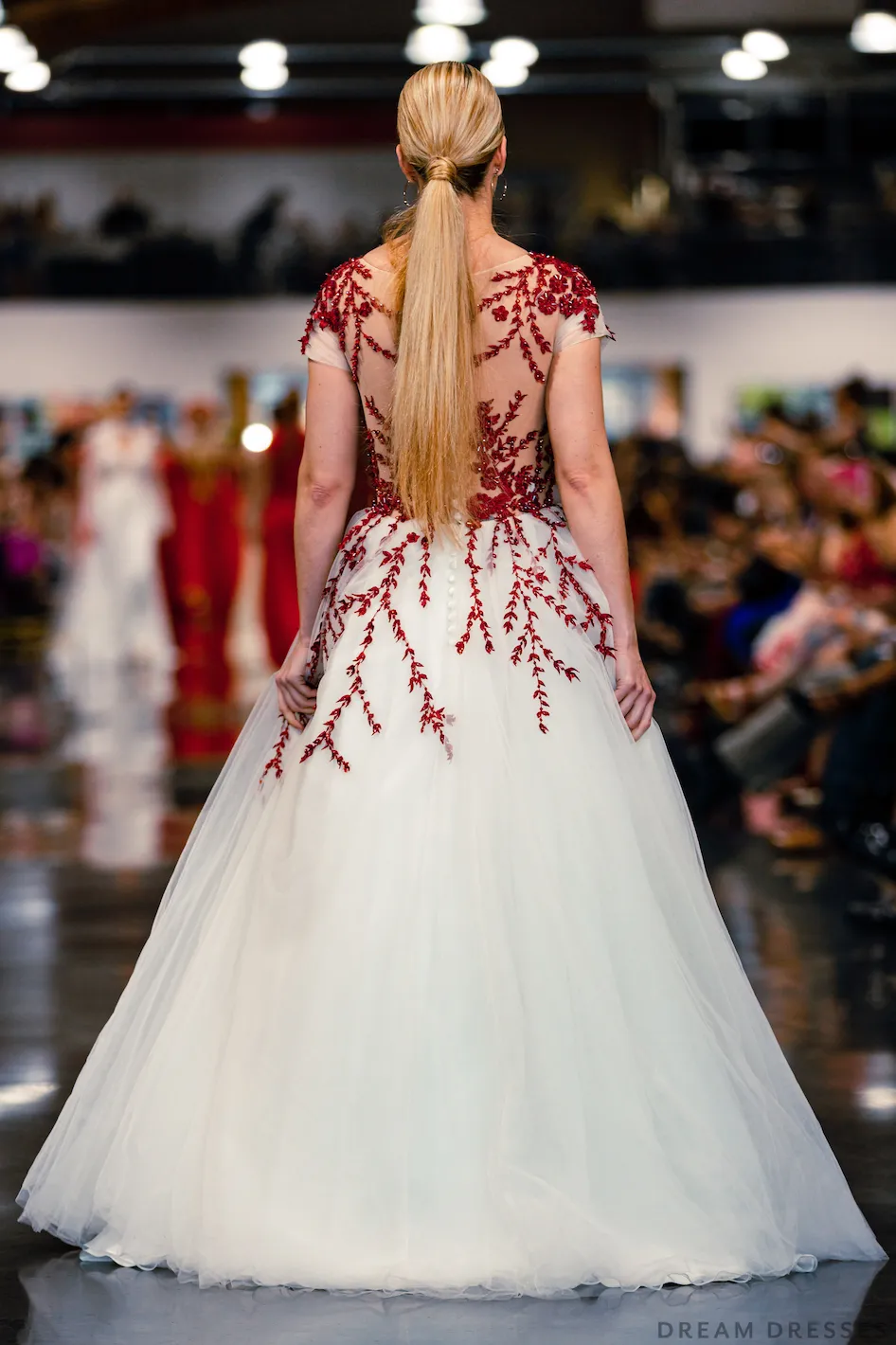 A-line Wedding Gown with Red Lace (#Nakia )