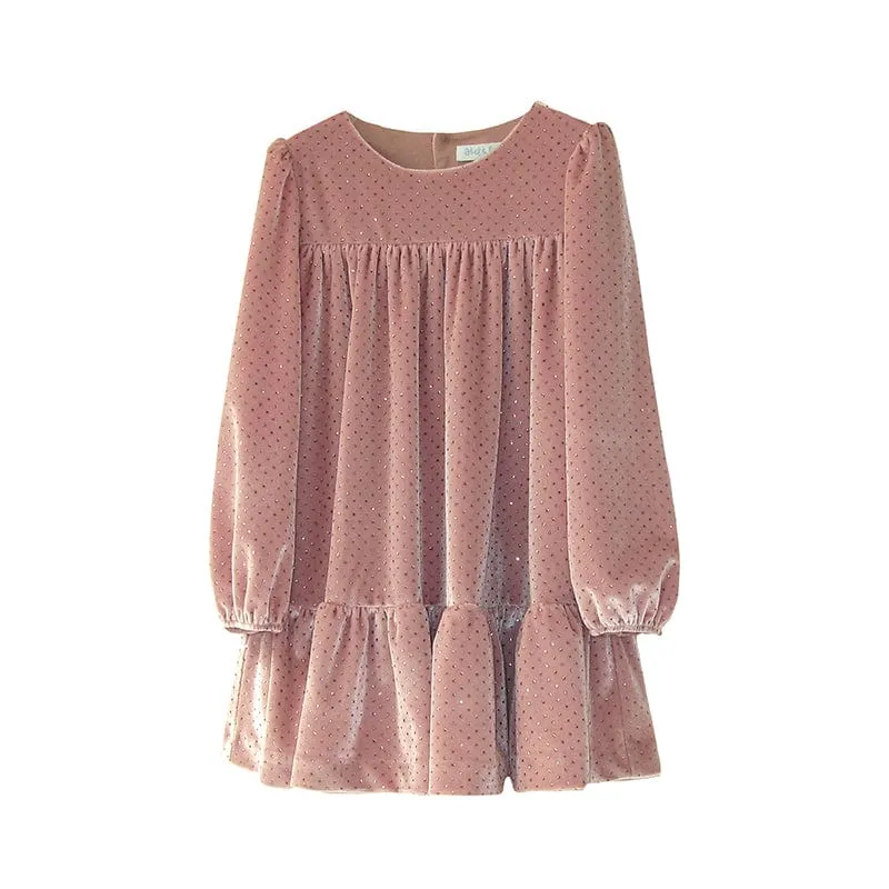ABEL & LULA - Older Girl Velvet Dress - Rose