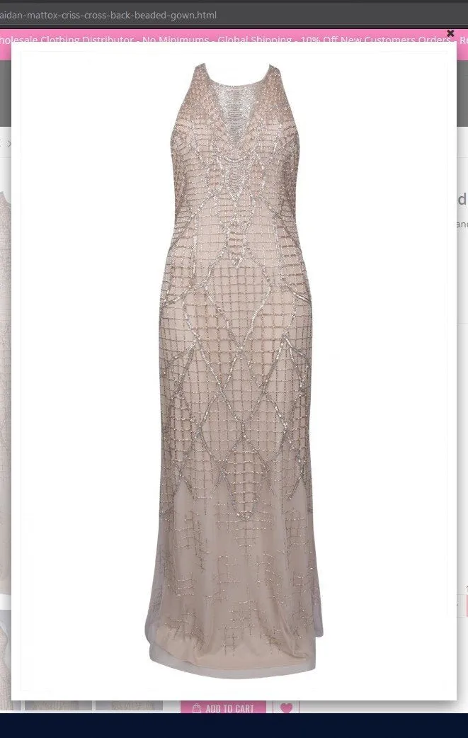 Aidan Mattox MD1E202819 Criss Cross Back Beaded Gown