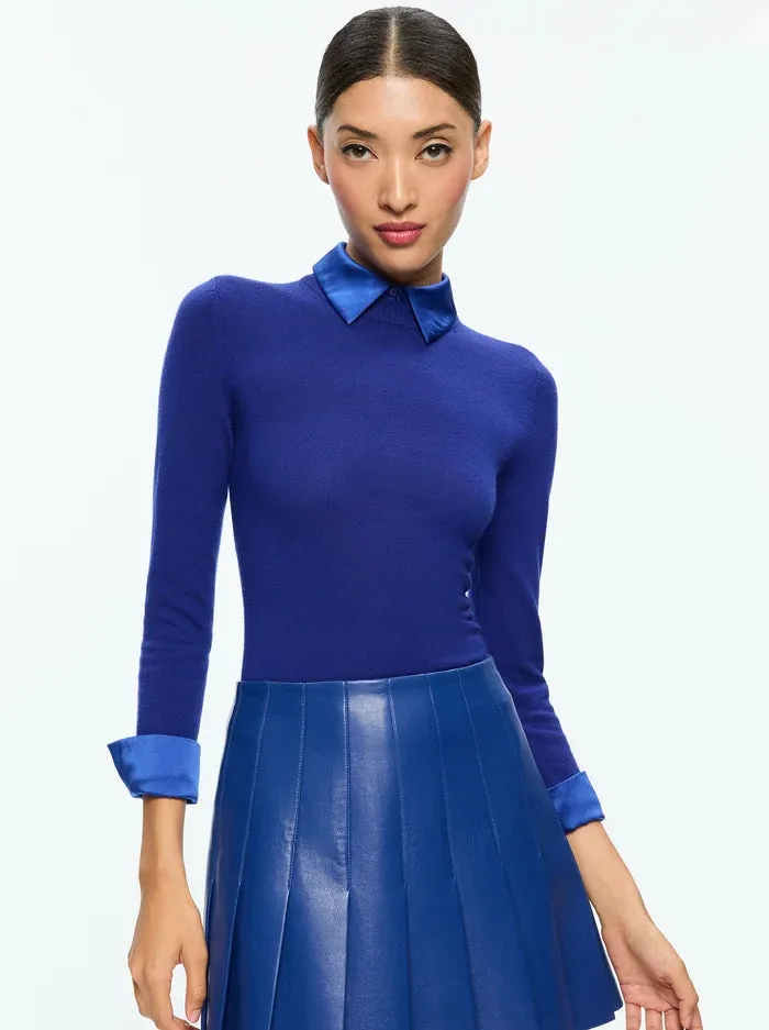 Alice   Olivia Porla Collared Sweater in Royal