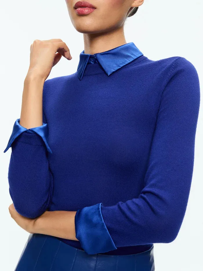 Alice   Olivia Porla Collared Sweater in Royal