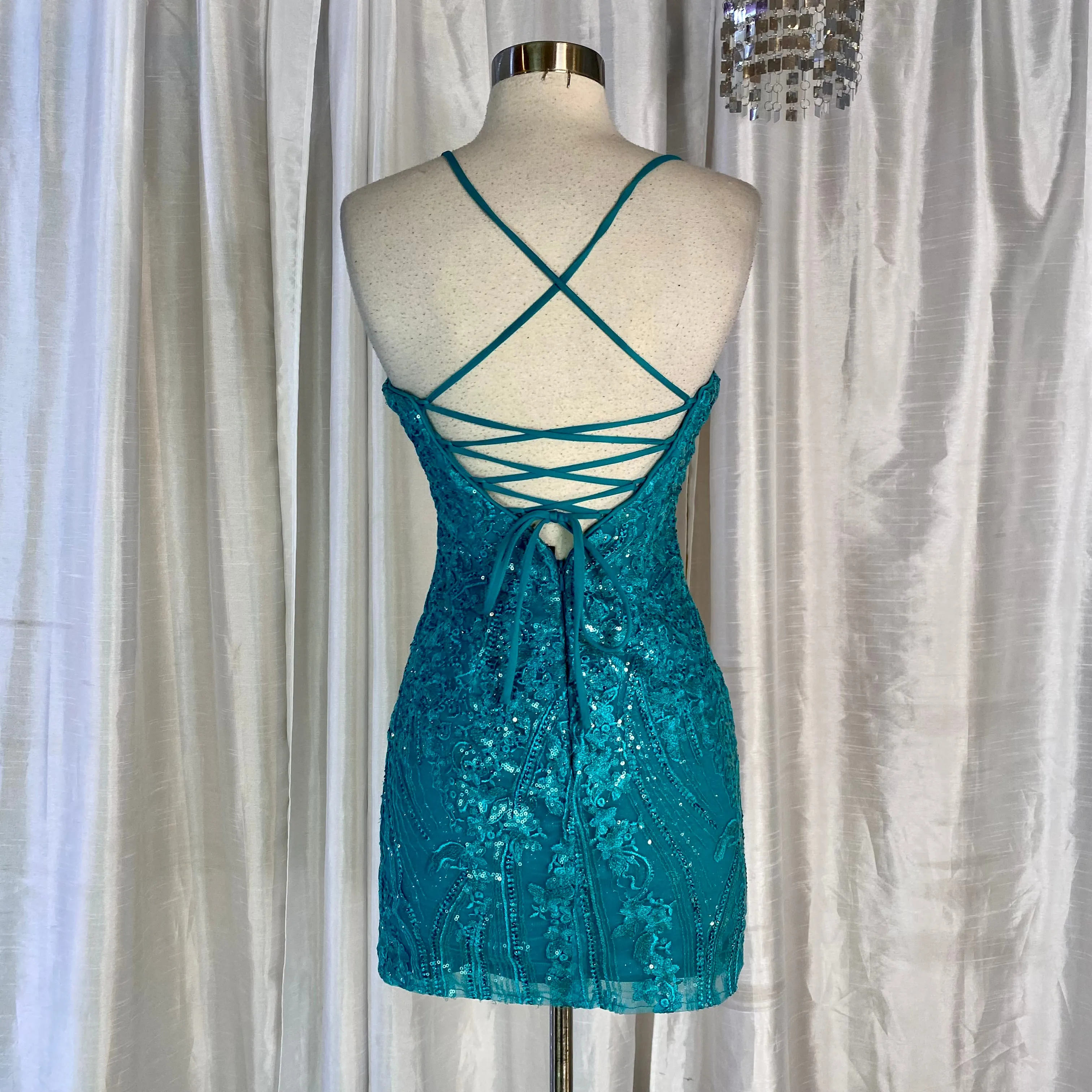 ALYCE PARIS Short Embellished  Dress Teal Size 2