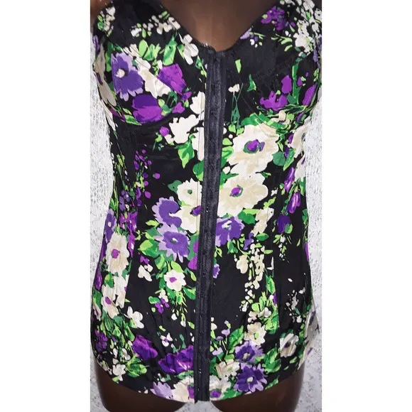 Anthropologie SUNNER Sz S Floral Silk Corset Bustier Top Lingerie