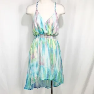 Anthropologie’s Charlie Jade Purple and Turquoise Tie Dye 100% Silk Dress XS
