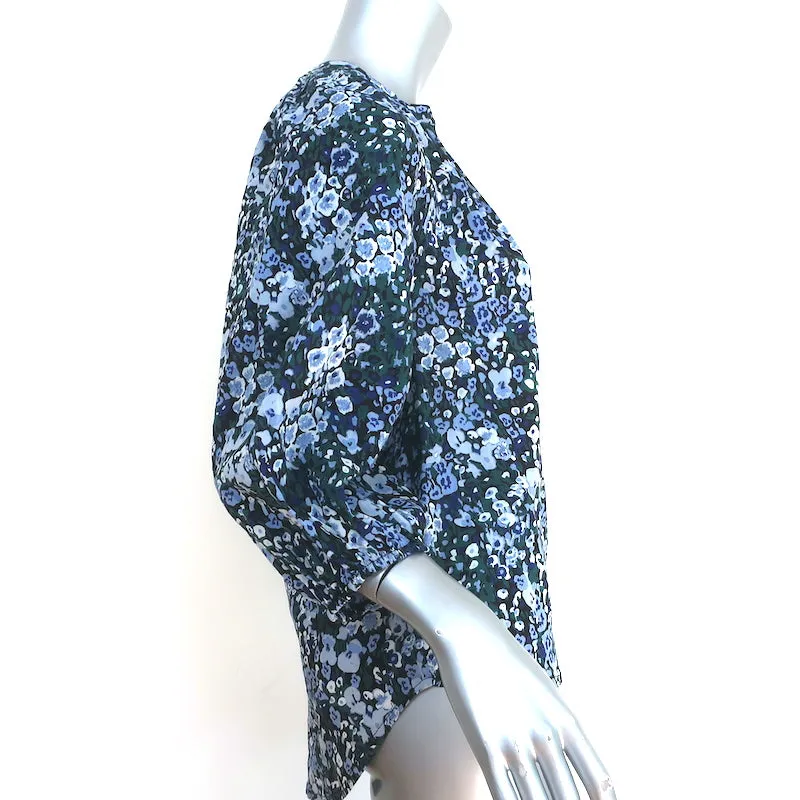 Apiece Apart Top Mitte Blue Floral Print Size Extra Small 3/4 Sleeve Blouse NEW