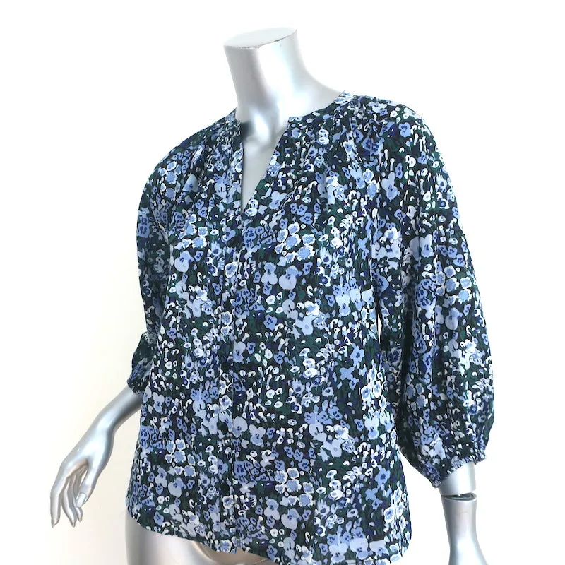 Apiece Apart Top Mitte Blue Floral Print Size Extra Small 3/4 Sleeve Blouse NEW