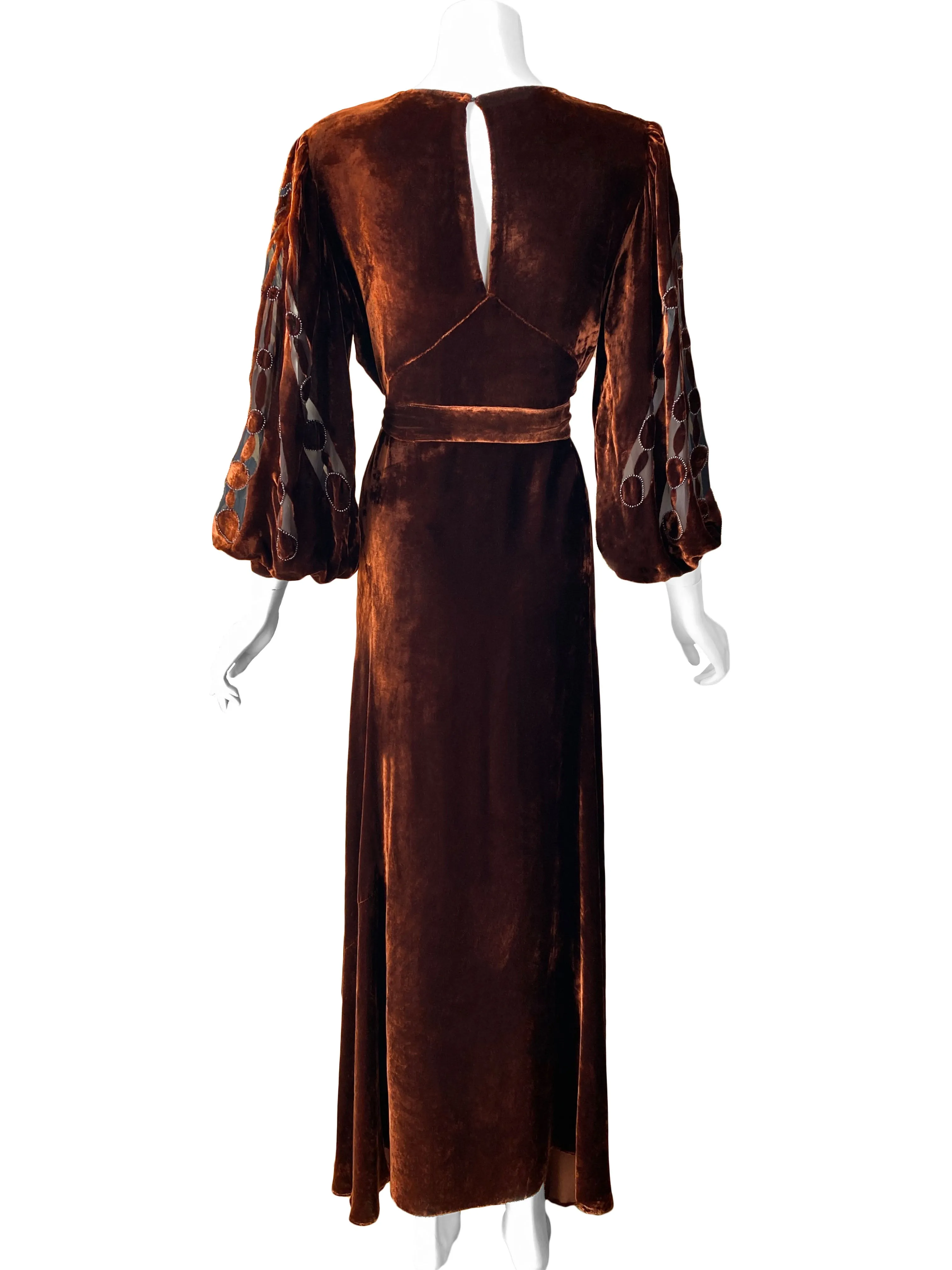 Art Deco 1930s Copper Velvet Dress