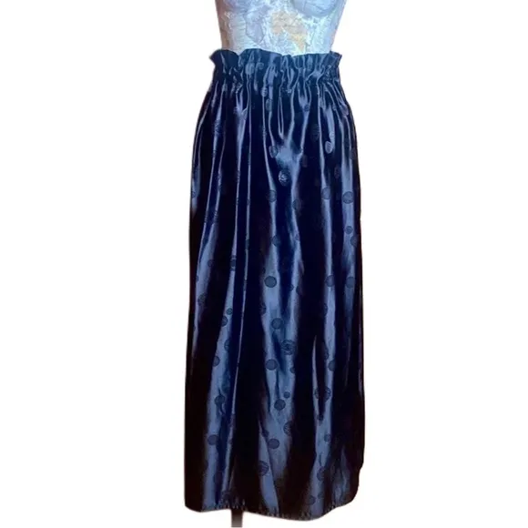 Asian Jacquard Black hand tailored long maxi skirt or strapless dress size S/M