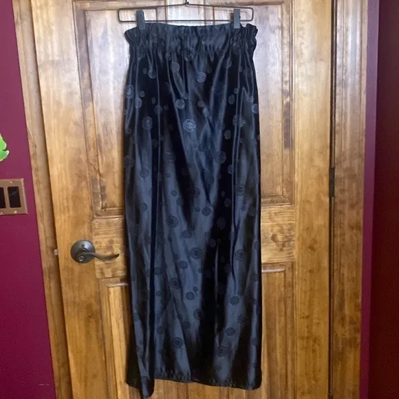 Asian Jacquard Black hand tailored long maxi skirt or strapless dress size S/M