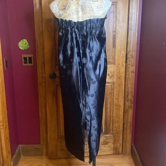 Asian Jacquard Black hand tailored long maxi skirt or strapless dress size S/M