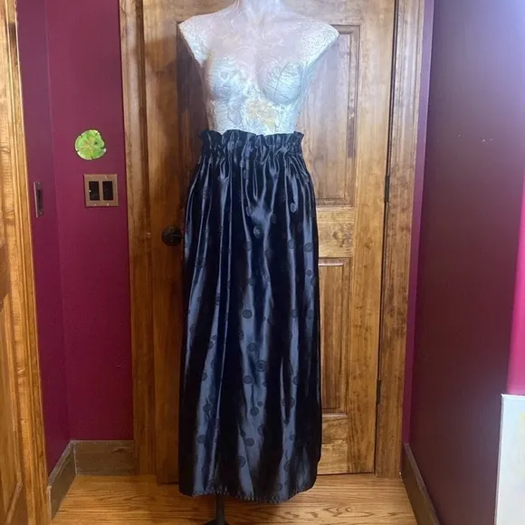 Asian Jacquard Black hand tailored long maxi skirt or strapless dress size S/M