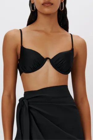 Aspen Satin Swimwear Bikini Top | Black