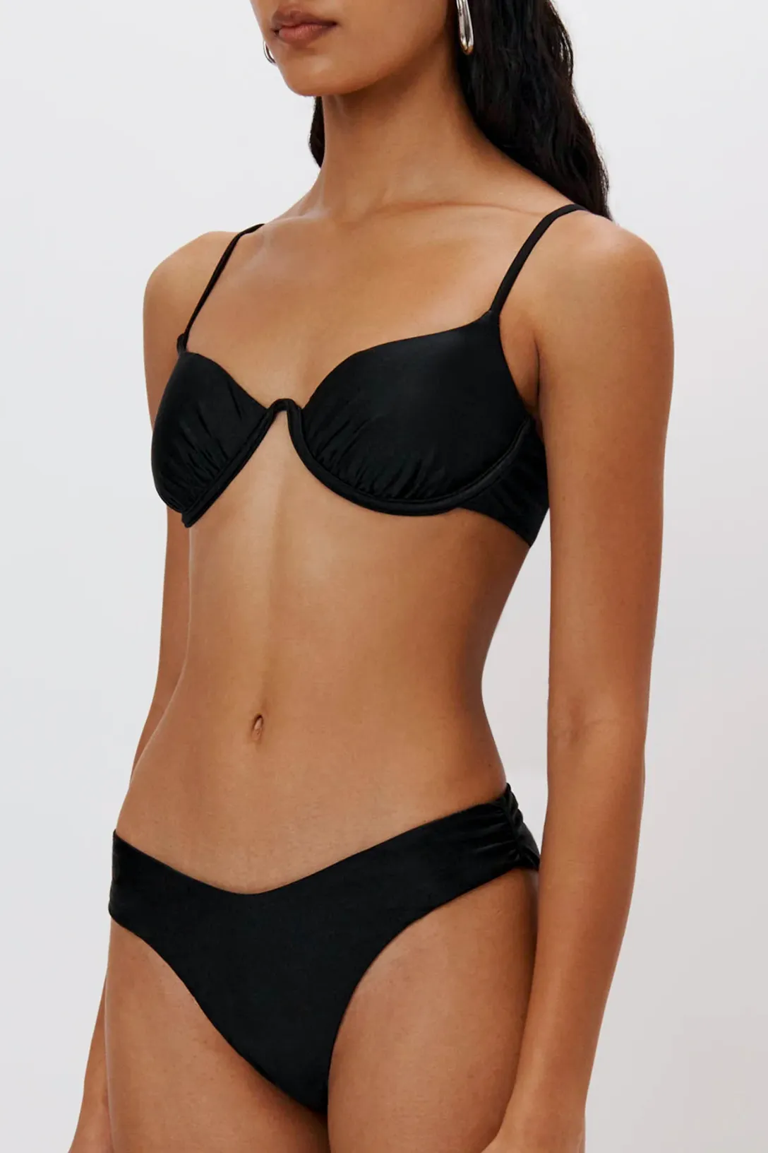 Aspen Satin Swimwear Bikini Top | Black