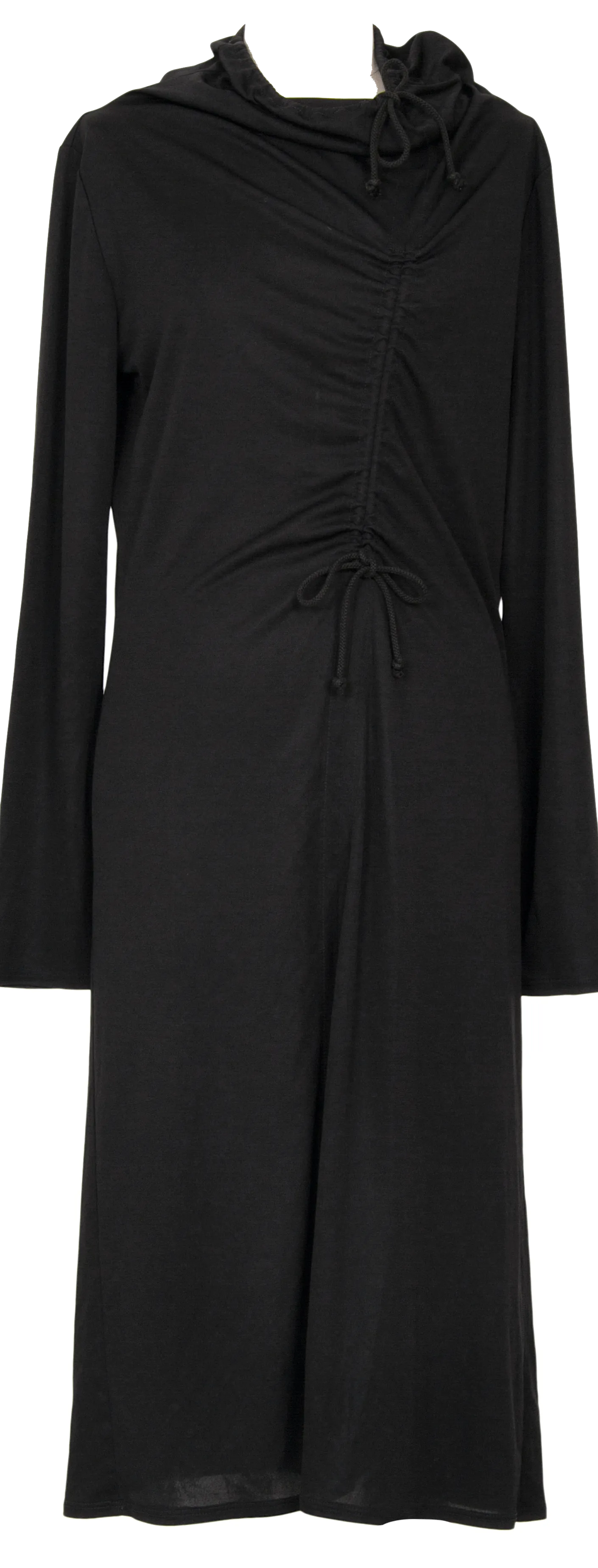 A/T ATSURO TAYAMA JAPAN. Black Shirring Lace Up Long Dress