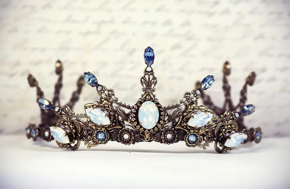 Avalon Tiara - Crystal Points - Antiqued Brass