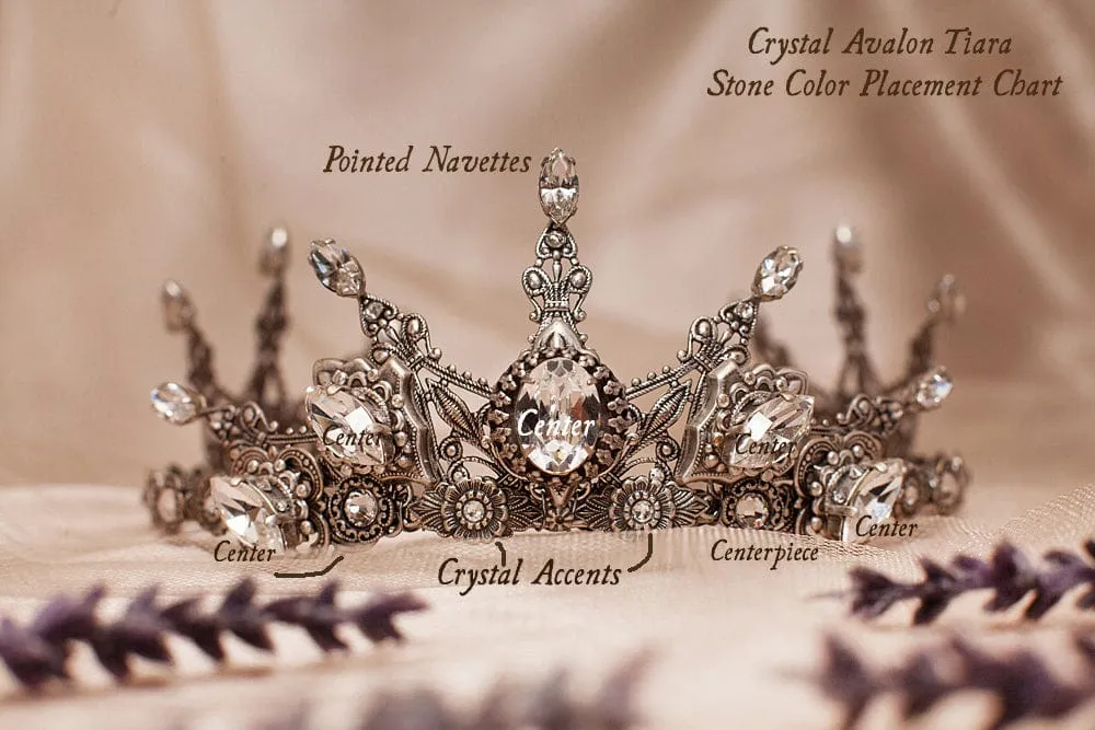 Avalon Tiara - Crystal Points - Antiqued Brass