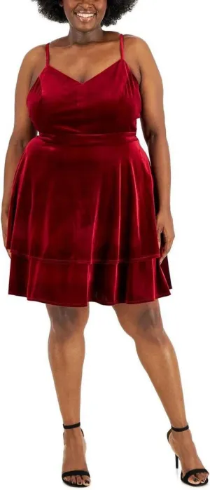 B. Darlin Womens Plus Lace Back Velvet Cocktail and Party Dress 1968808