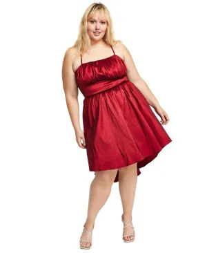 B Darlin Womens Trendy Plus Size High-Low Gathered Dress 9328910 Ruby Red 18W