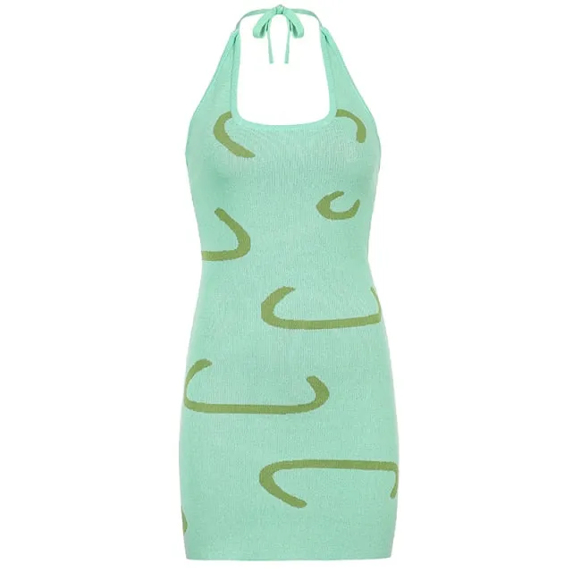 Backless Print Dress