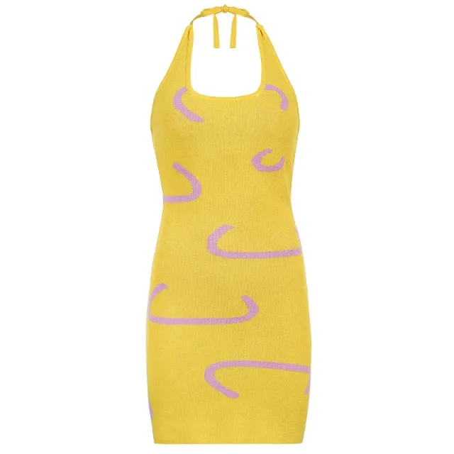 Backless Print Dress