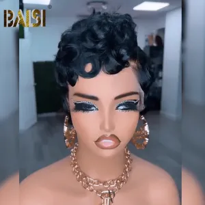 BAISI Silk Finger Wave Pixie Lace Wig