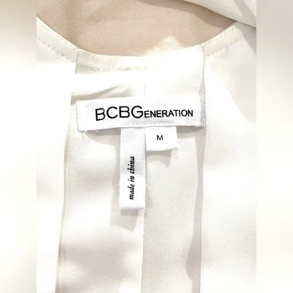 BCBGeneration Sheer, Flowing White Sleeveless Dress with Lining