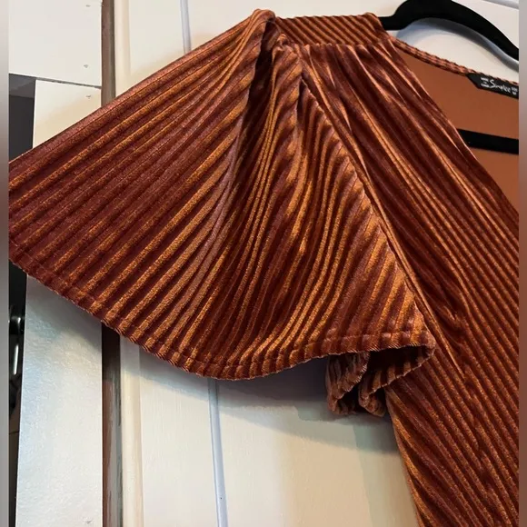 Beautiful burnt orange corduroy wrap dress