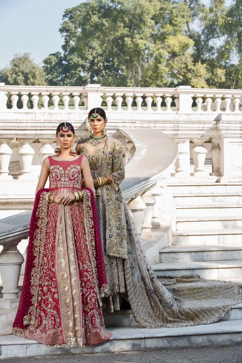Beautiful designer pink dress with red gown and lehnga # B3342
