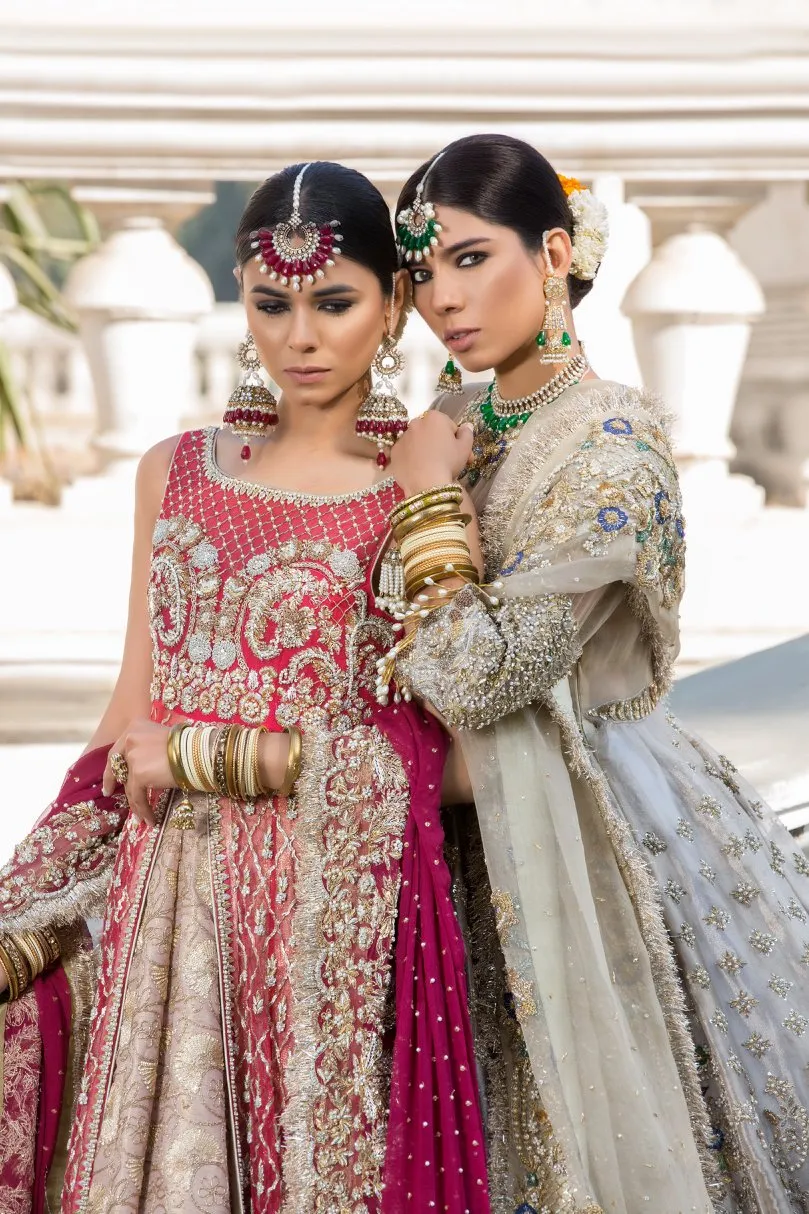 Beautiful designer pink dress with red gown and lehnga # B3342