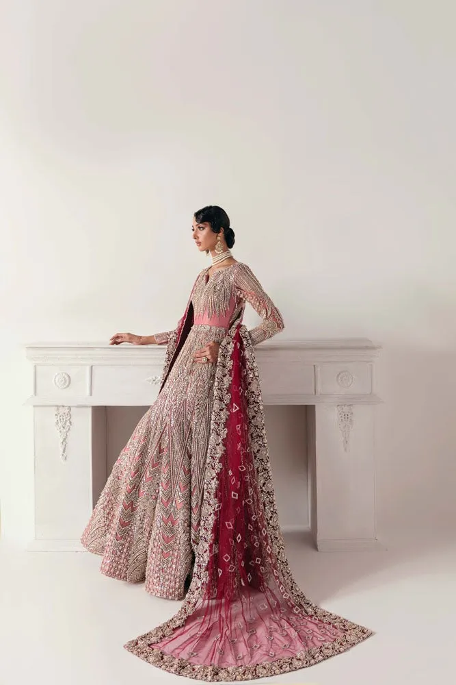 Beautiful Indian Mermaid Peach Bridal Lehenga #BN1123