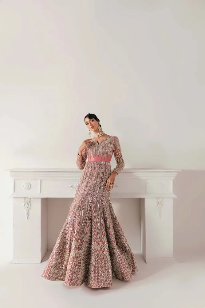 Beautiful Indian Mermaid Peach Bridal Lehenga #BN1123